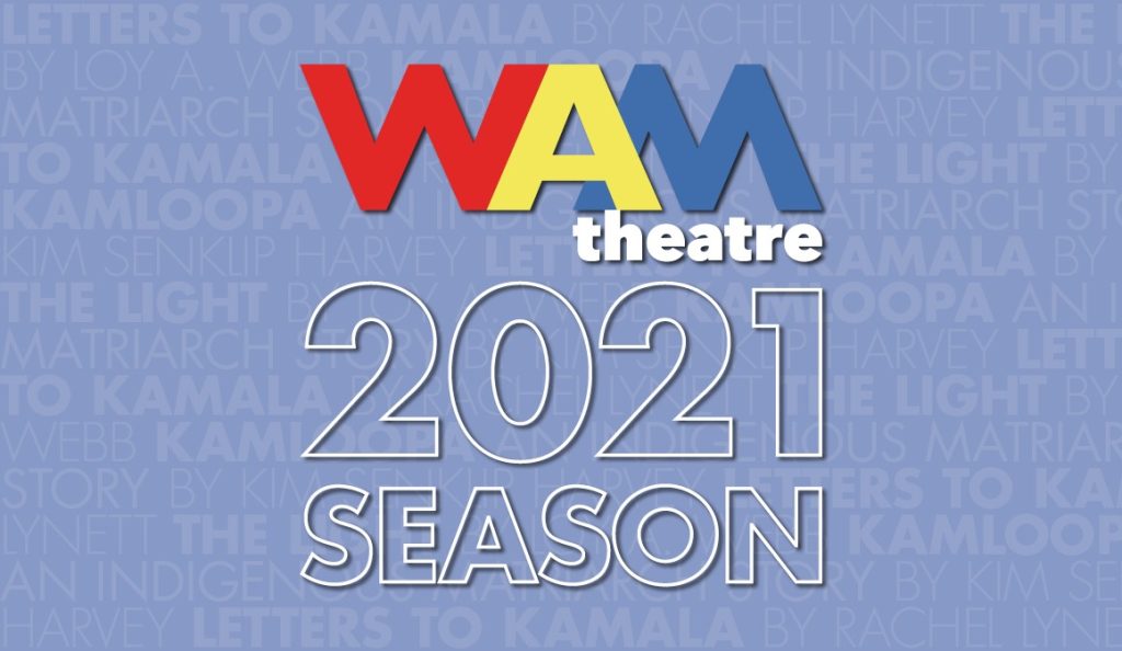 WAM Theatre 2021 Season logo on a light blur background.